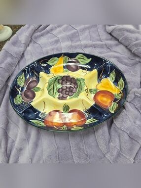 Amelia Colormate Hand-Painted Fruit Ceramic Serving Platter - Colorful Fruit